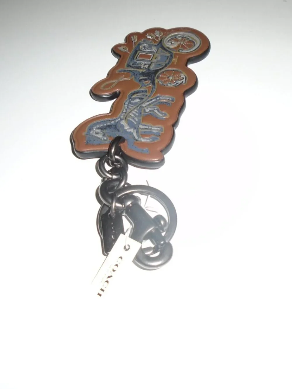NEW COACH TATTOO CHELSEA LEATHER HORSE & CARRIAGE BAG CHARM KEYCHAIN RING 76959